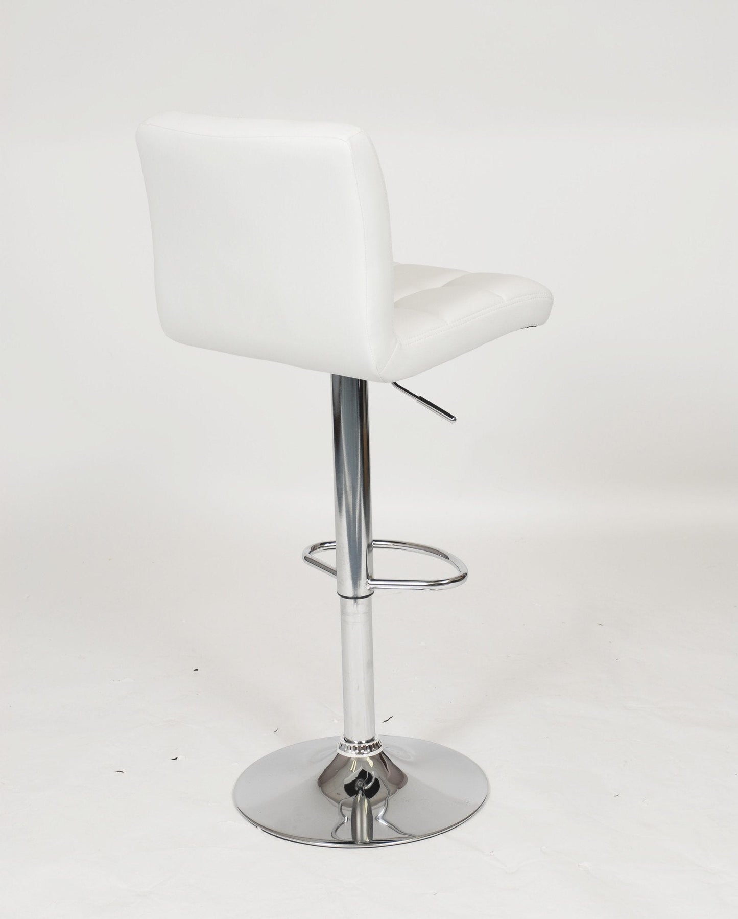 Swivel Faux Leather Adjustable Hydraulic Bar Stool - Set of 2 White