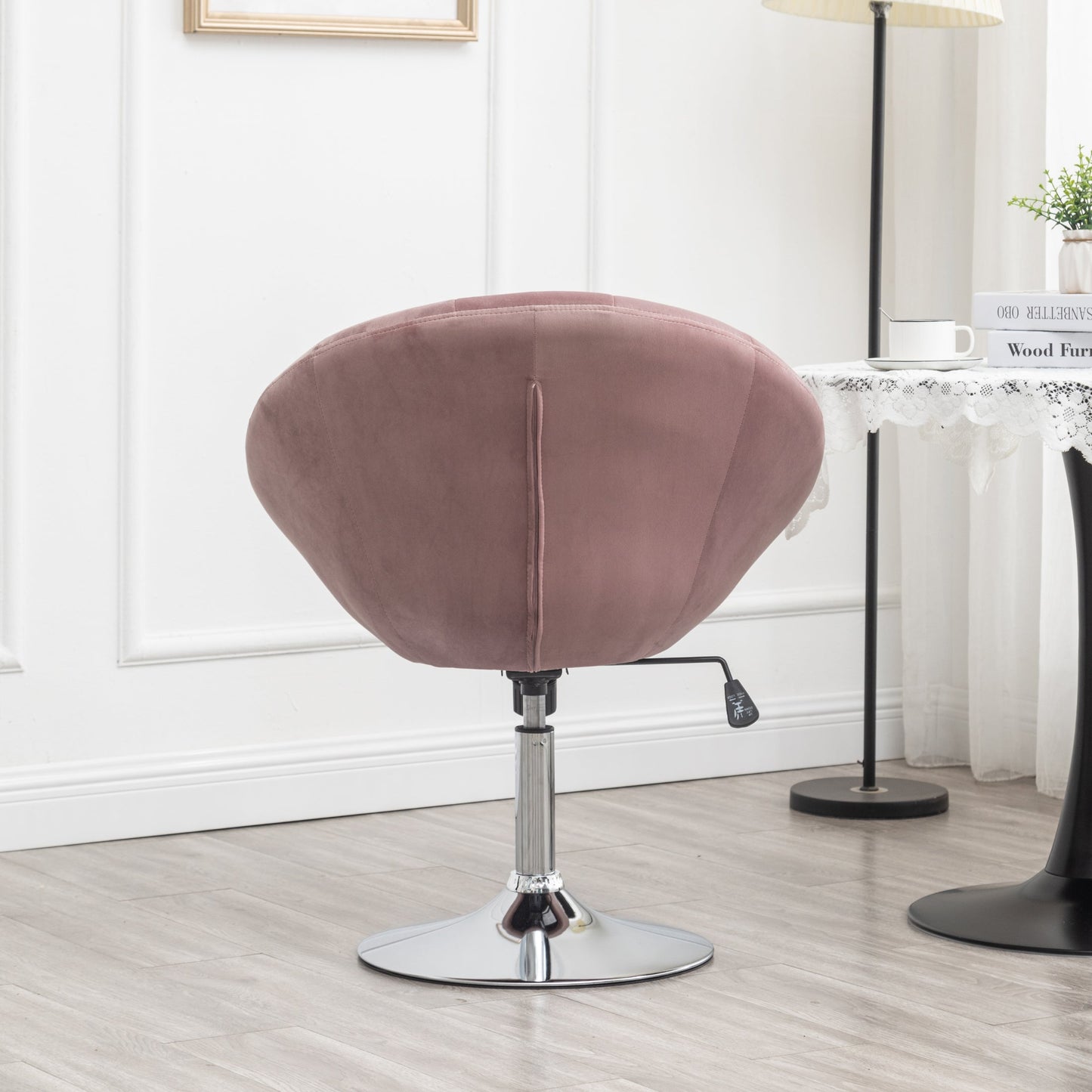 Noas Velvet Upholstered Tufted Back Swivel Accent Chair, Mauve