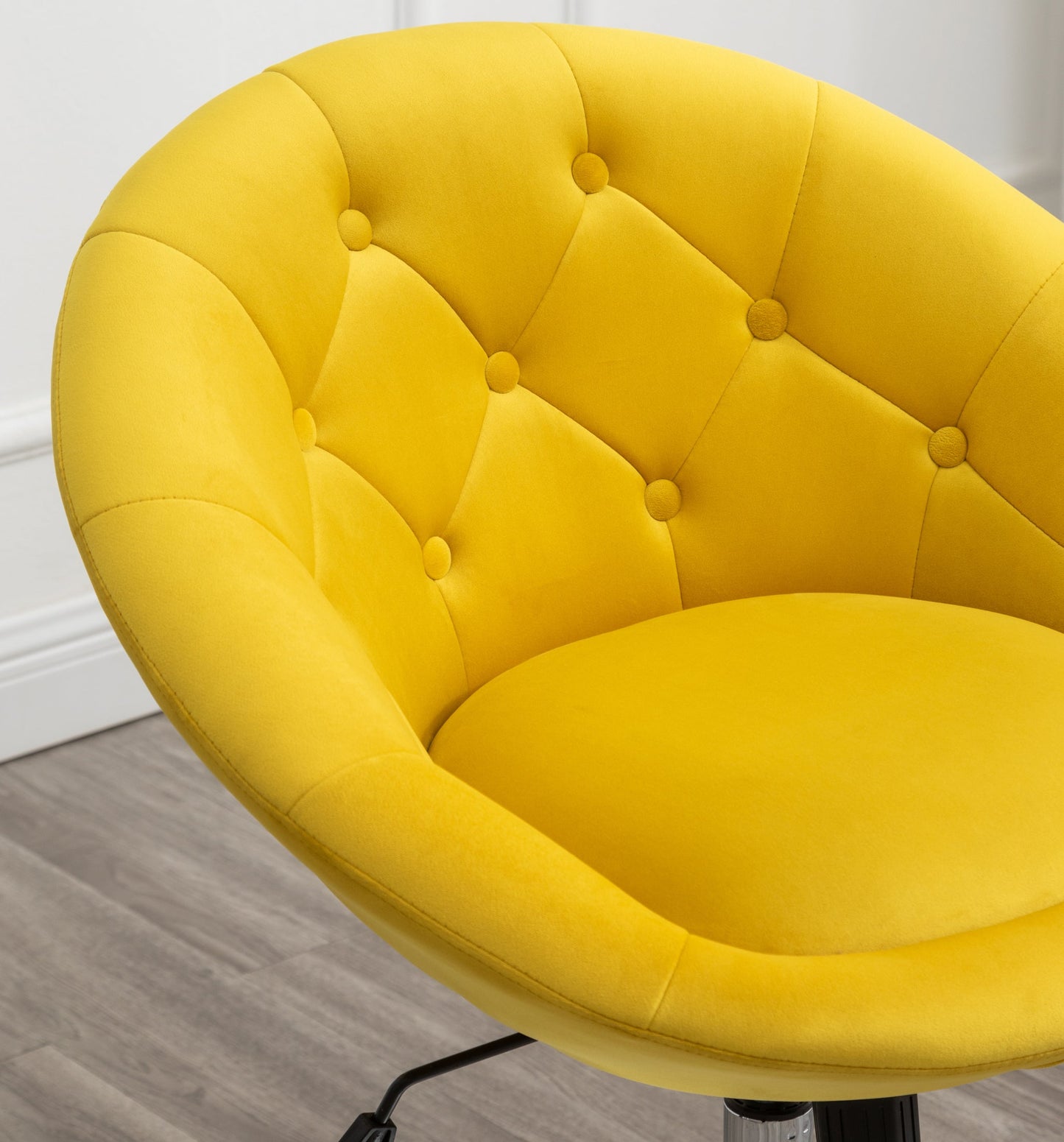 Roundhill Furniture Noas Velvet Upholstered Tufted Back Swivel Accent Chair, Yellow