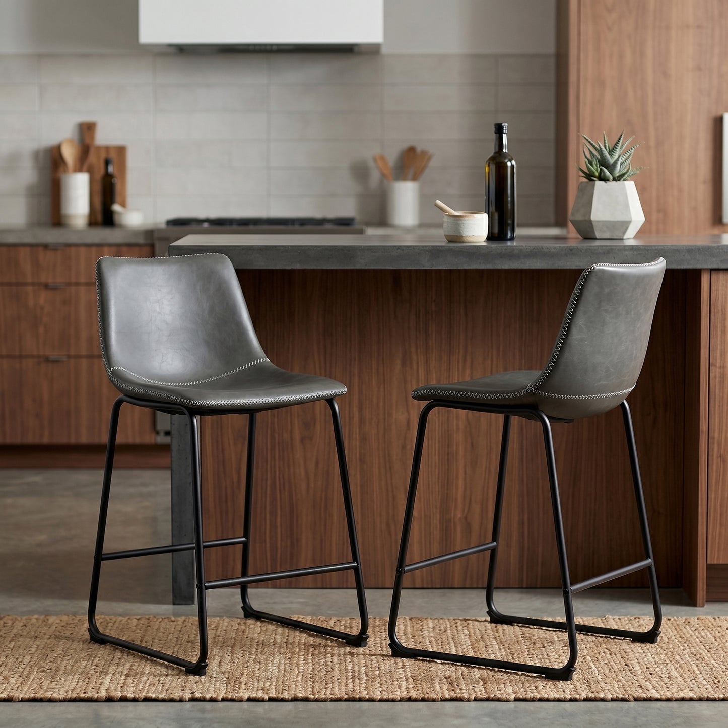 Bronco Antique Wood Finished Counter Height Dining Set: Table and Four Chairs, Grey