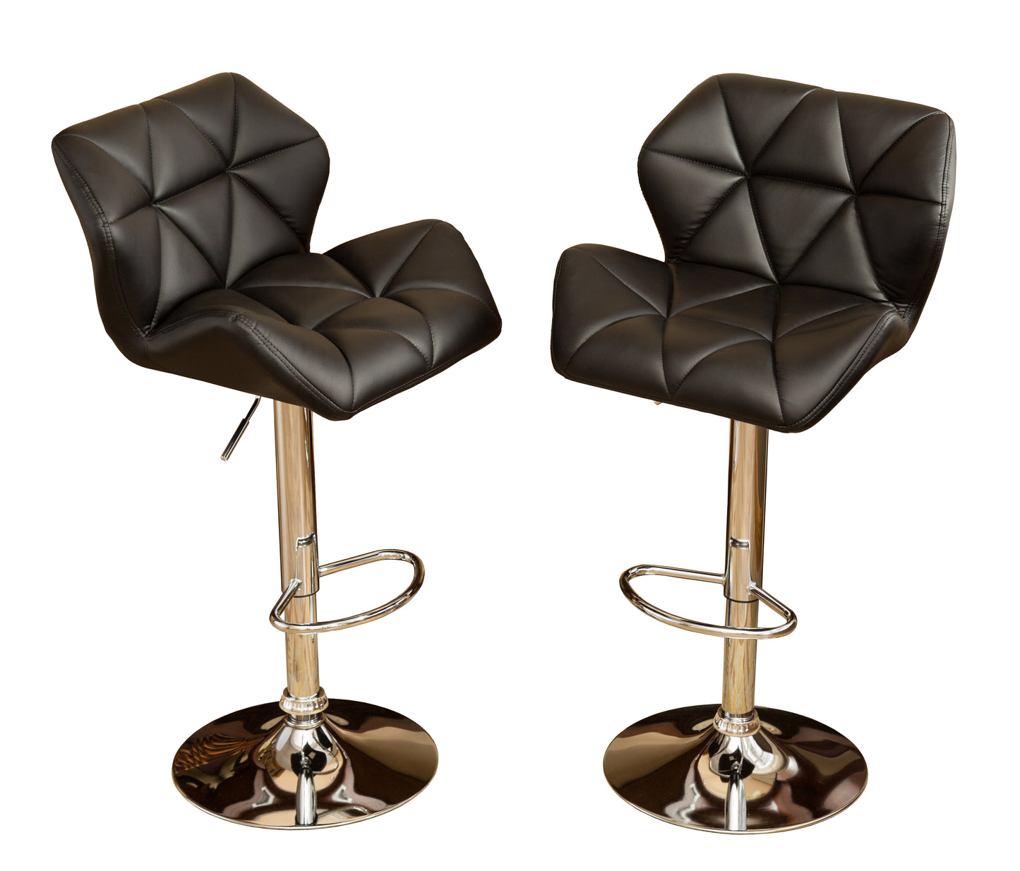 Glasgow Contemporary Tufted Adjustable Height Hydraulic Black Bar Stools, Set of 2