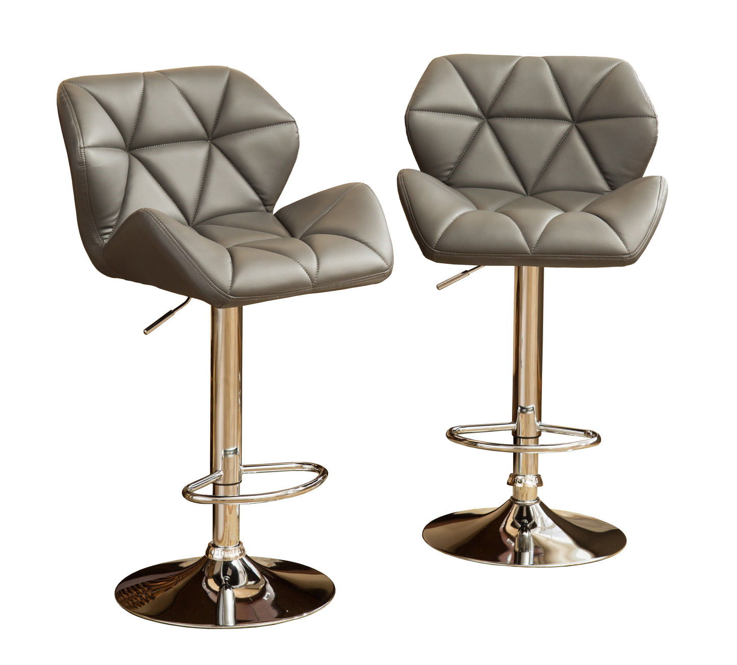 Glasgow Contemporary Tufted Adjustable Height Hydraulic Grey Bar Stools, Set of 2