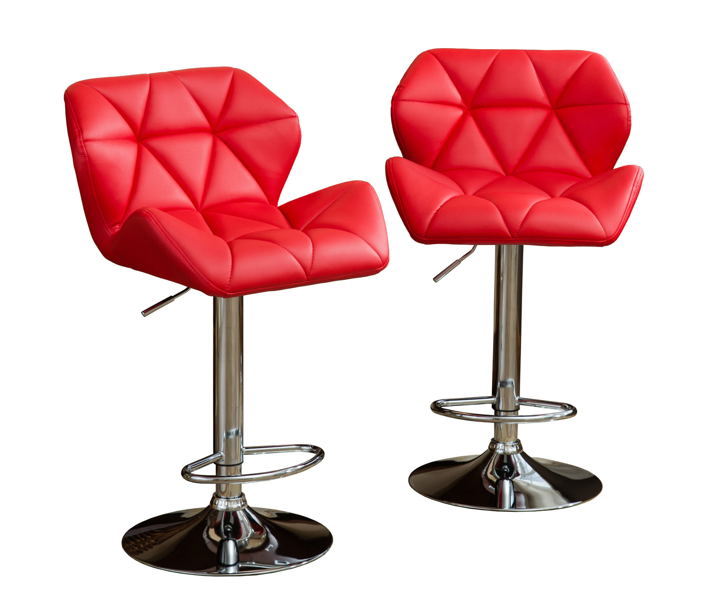 Glasgow Contemporary Tufted Adjustable Height Hydraulic Red Bar Stools, Set of 2