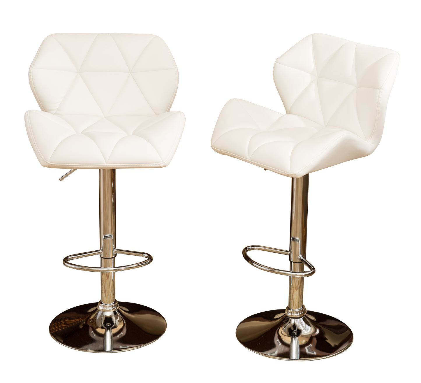 Glasgow Contemporary Tufted Adjustable Height Hydraulic White Bar Stools, Set of 2