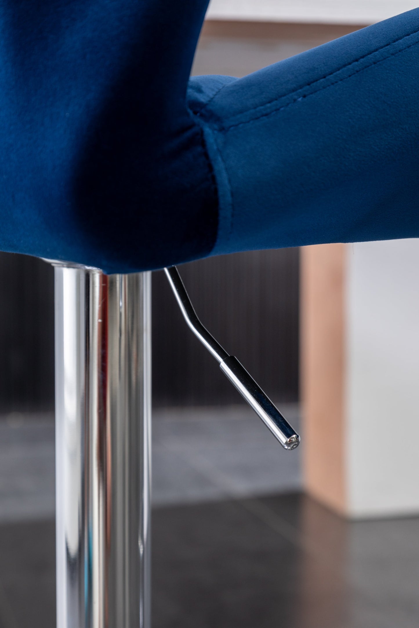 Breni Velvet Diamond Tufted Swivel Adjustable Height Barstool, Set of 2, Blue