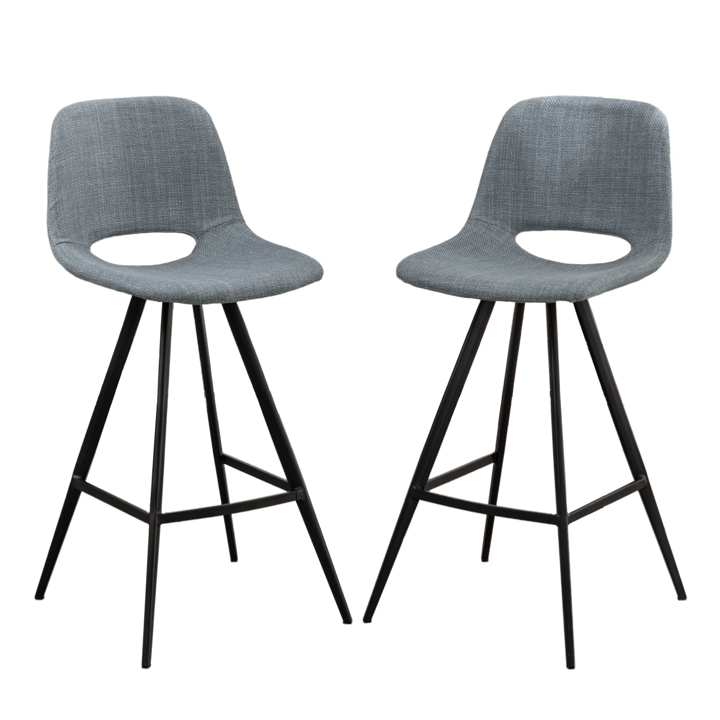 Roundhill Furniture Porth Fabric Kitchen 28.25 Barstools, Gray, Set of 2