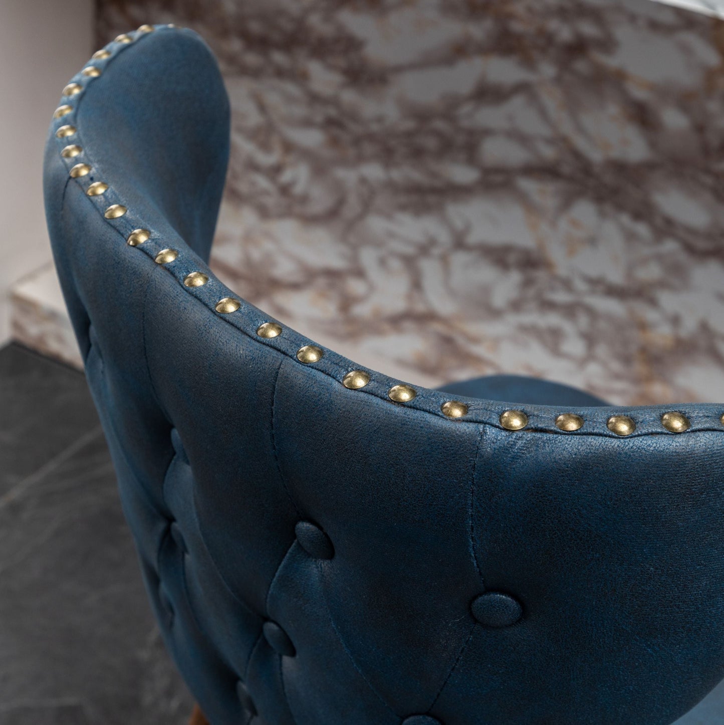 Roundhill Furniture Nevis Mid-century Modern Faux Leather Tufted Nailhead Trim Counter Stools, Set of 2