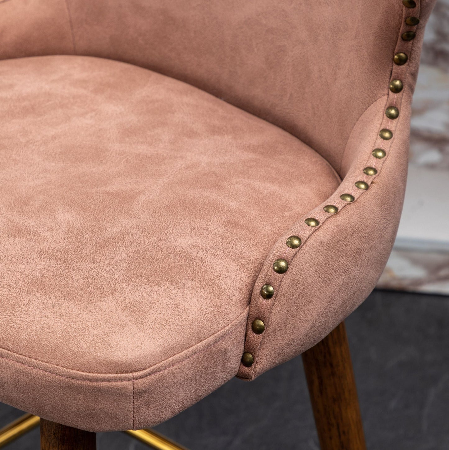 Roundhill Furniture Nevis Mid-century Modern Faux Leather Tufted Nailhead Trim Counter Stools, Set of 2