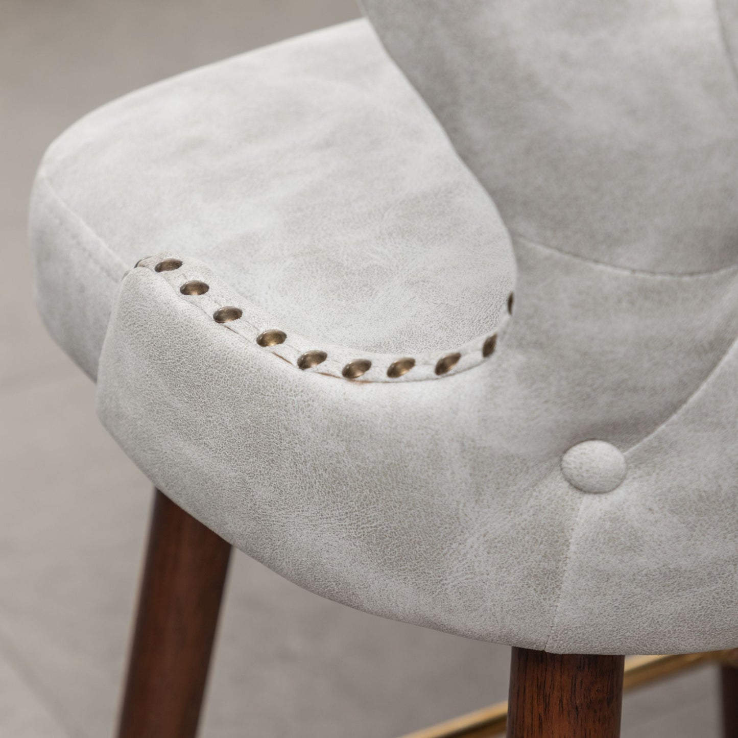 Roundhill Furniture Nevis Mid-century Modern Faux Leather Tufted Nailhead Trim Counter Stools, Set of 2