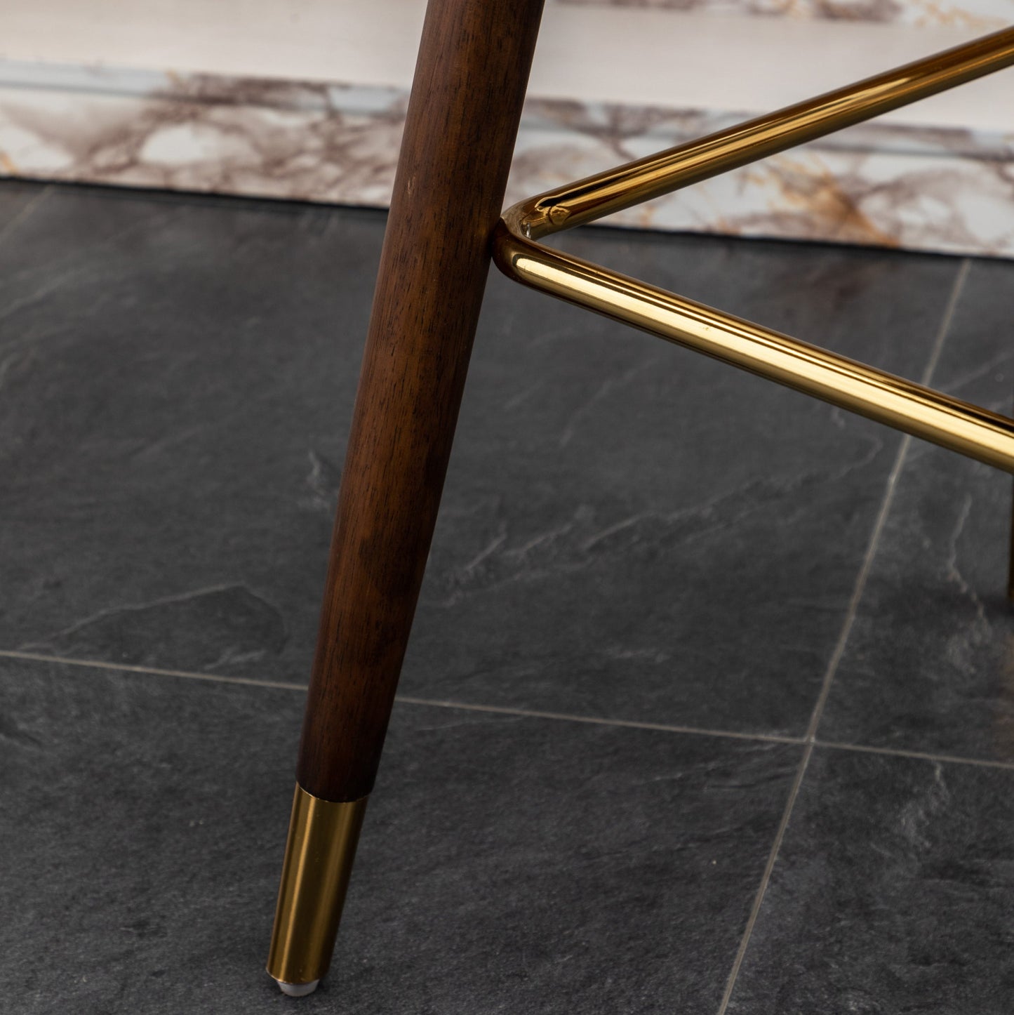 Roundhill Furniture Nevis Mid-century Modern Faux Leather Tufted Nailhead Trim Counter Stools, Set of 2