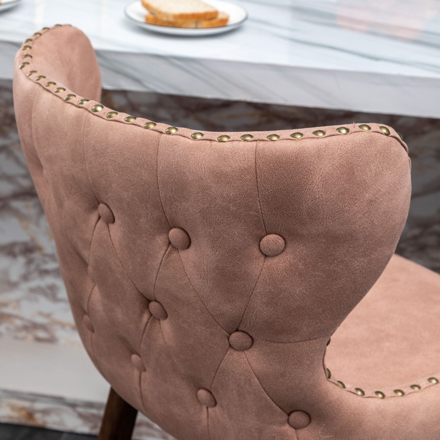 Roundhill Furniture Nevis Mid-century Modern Faux Leather Tufted Nailhead Trim Barstools, Set of 2