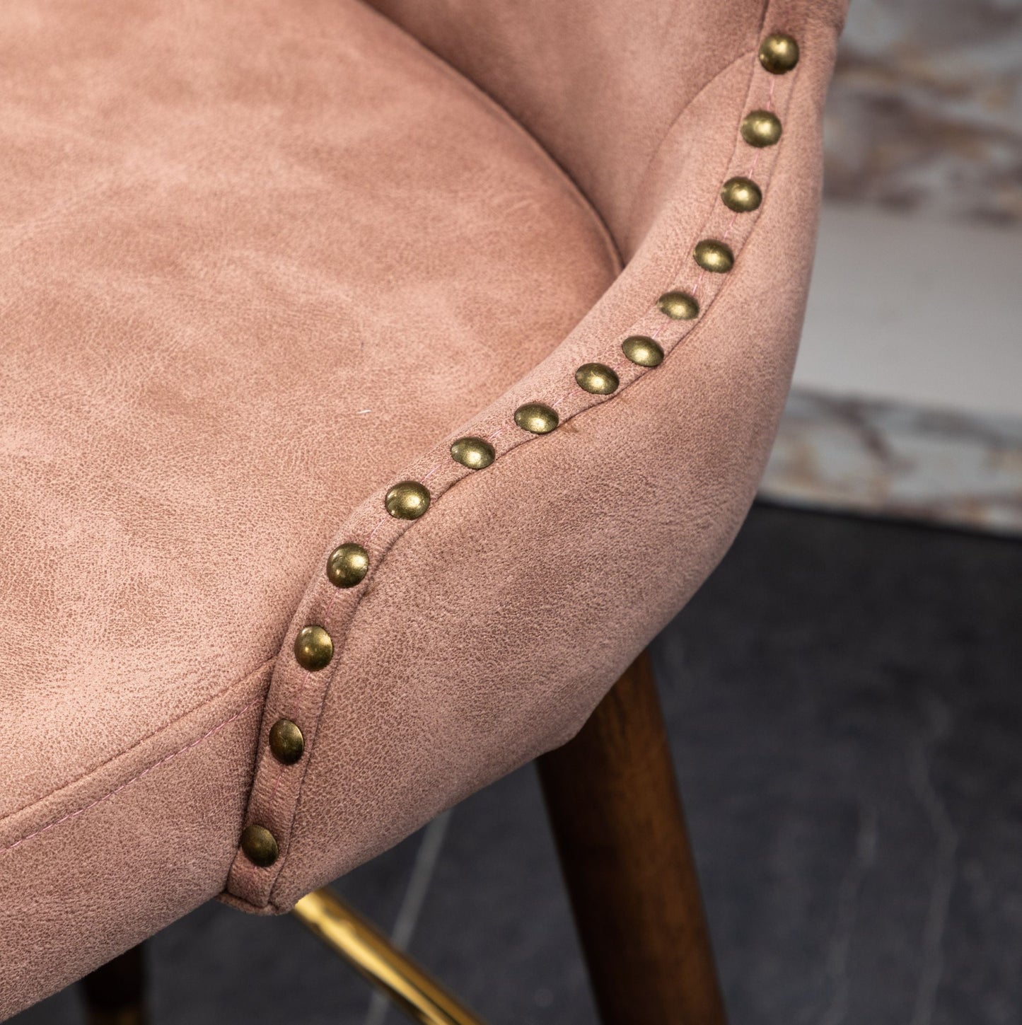 Roundhill Furniture Nevis Mid-century Modern Faux Leather Tufted Nailhead Trim Barstools, Set of 2