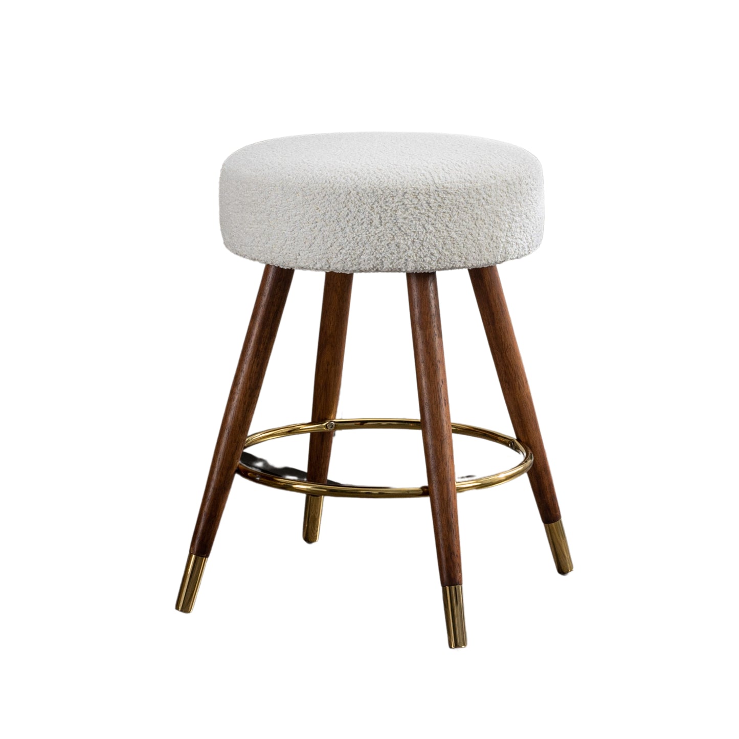 Roundhill Furniture MoMo Boucle Upholstered Counter Height Stool, 360° Swivel, White