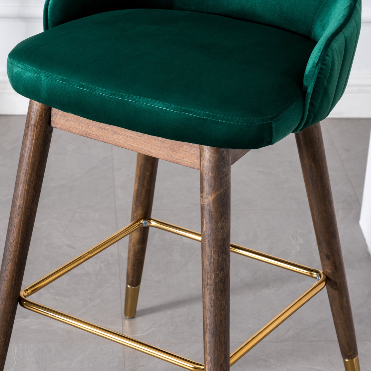 Roundhill Furniture Leland Fabric Upholstered Counter Height Wingback Stools, Green, Set of 2