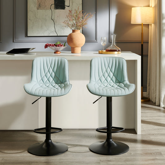 Roundhill Furniture Kovyn Contemporary Adjustable Barstool with Faux Leather Swivel Seats, Set of 2