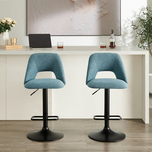 Roundhill Furniture Nuvia Contemporary Adjustable Barstool with Upholstered Swivel Seats, Set of 2