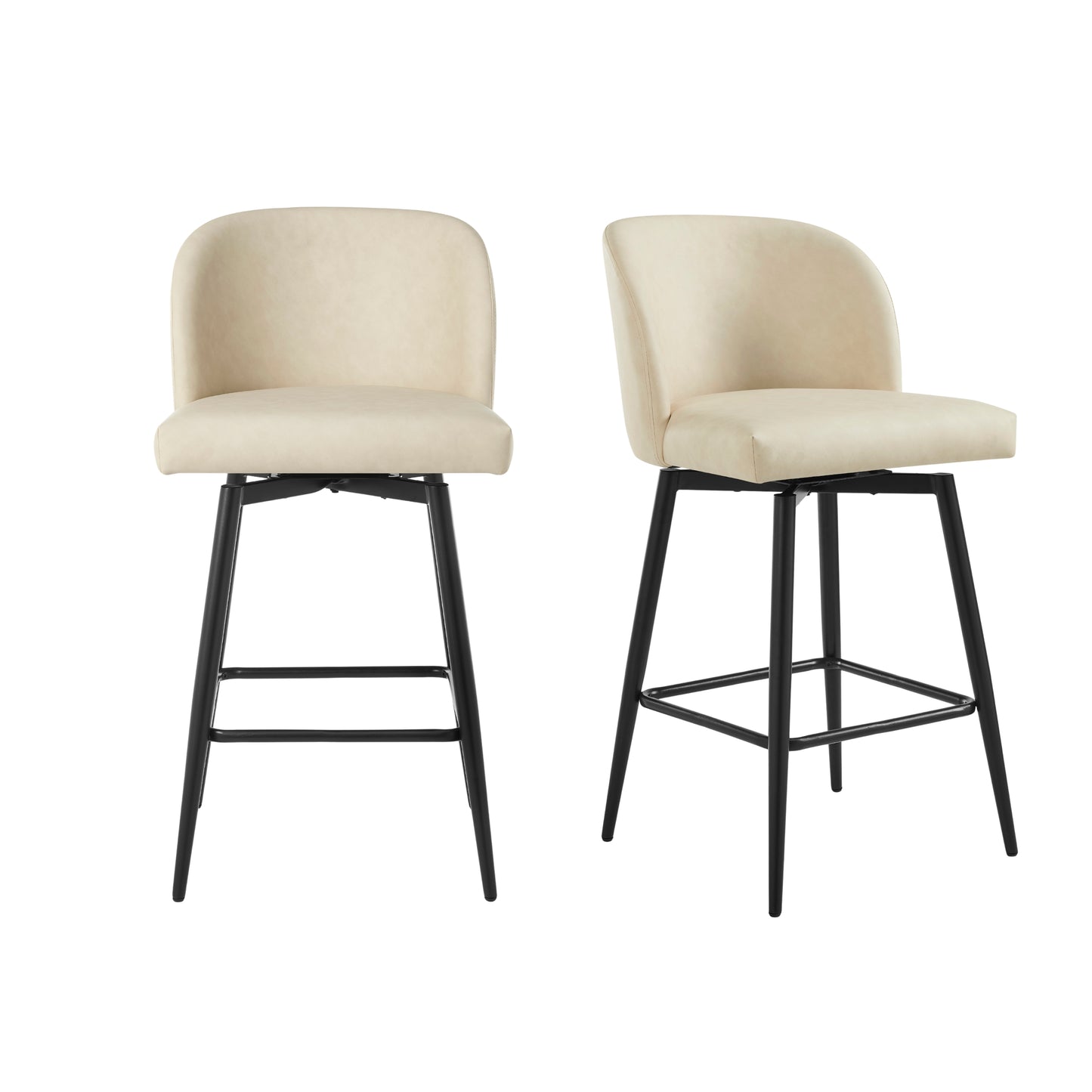 Roundhill Furniture Rhythm Modern Upholstered Counter Height Stool, 360° Swivel, Set of 2