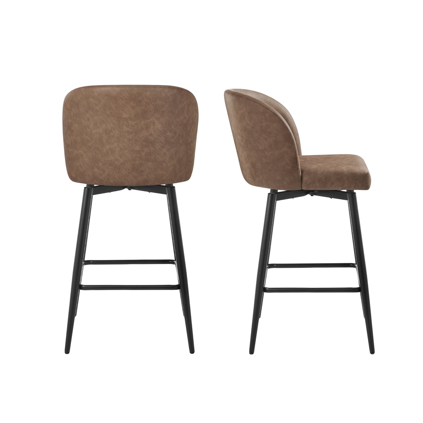 Roundhill Furniture Rhythm Modern Upholstered Counter Height Stool, 360° Swivel, Set of 2