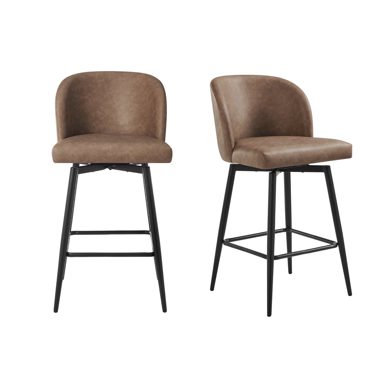 Roundhill Furniture Rhythm Modern Upholstered Counter Height Stool, 360° Swivel, Set of 2