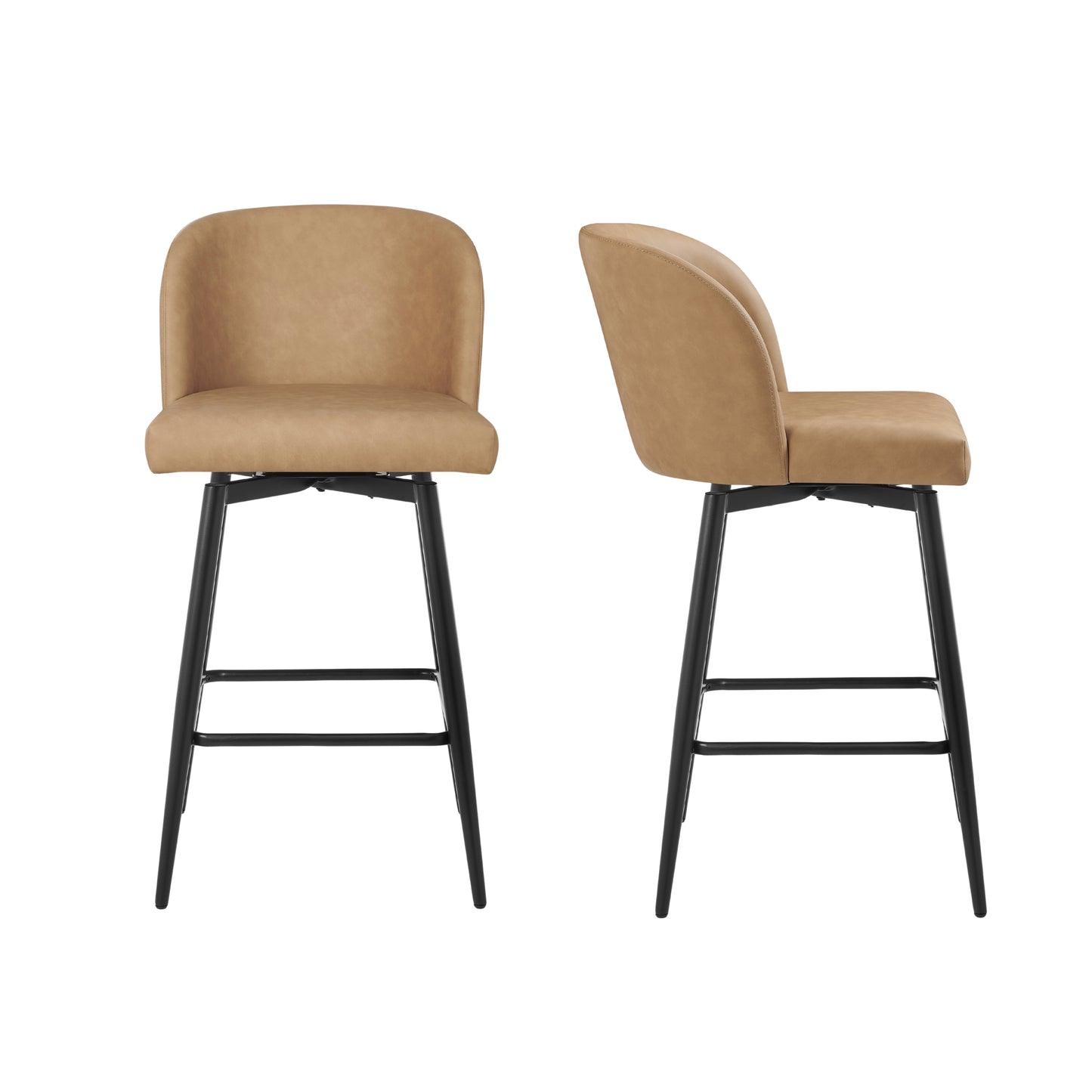 Roundhill Furniture Rhythm Modern Upholstered Counter Height Stool, 360° Swivel, Set of 2