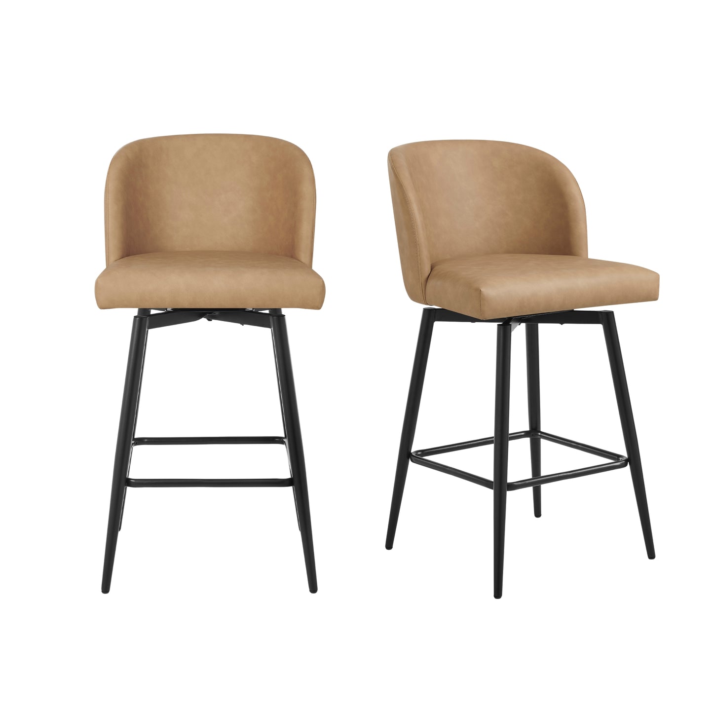 Roundhill Furniture Rhythm Modern Upholstered Counter Height Stool, 360° Swivel, Set of 2
