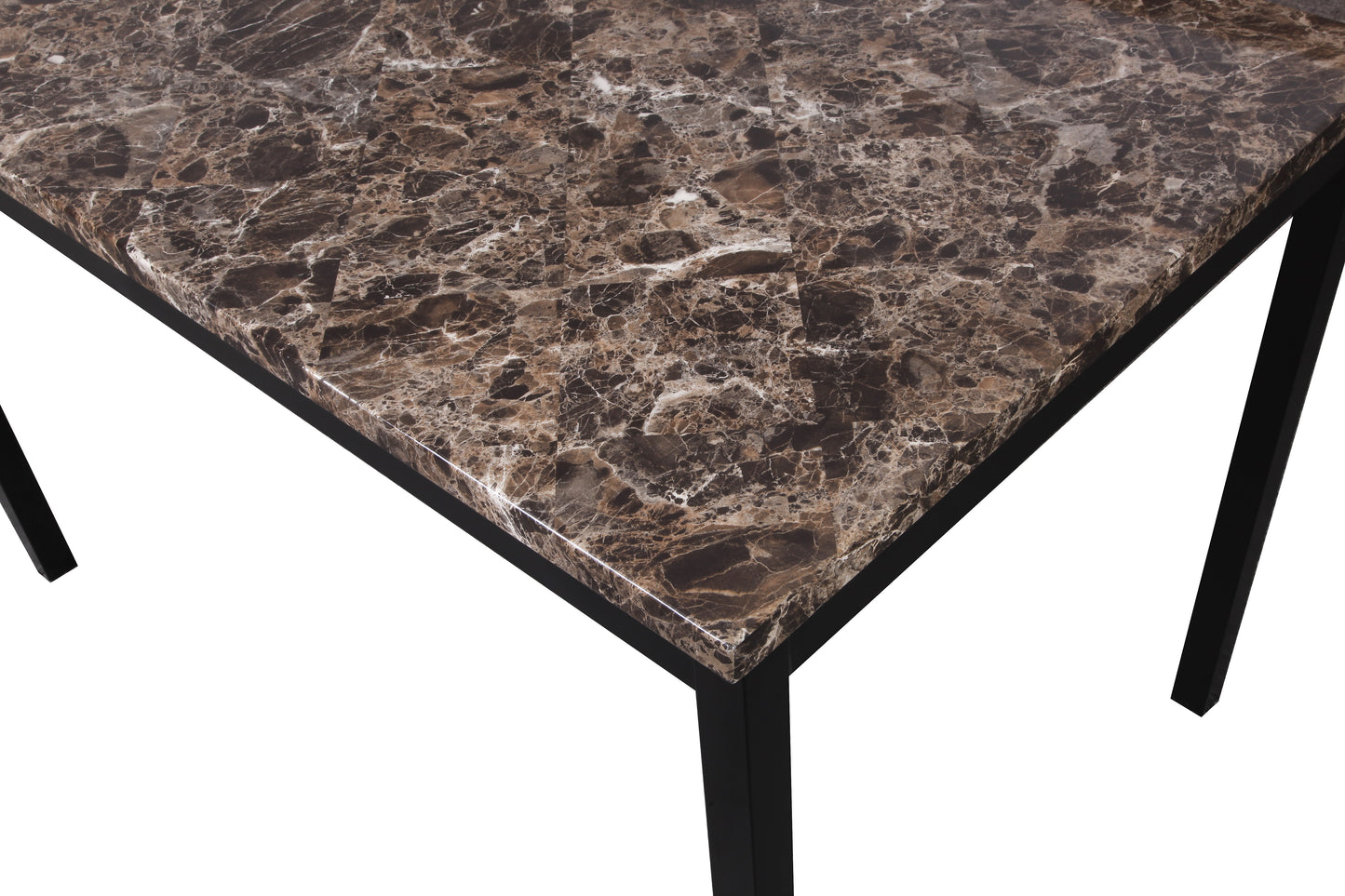 Roundhill Furniture Citico Metal Counter Height Dining Table with Laminated Faux Marble Top, Black