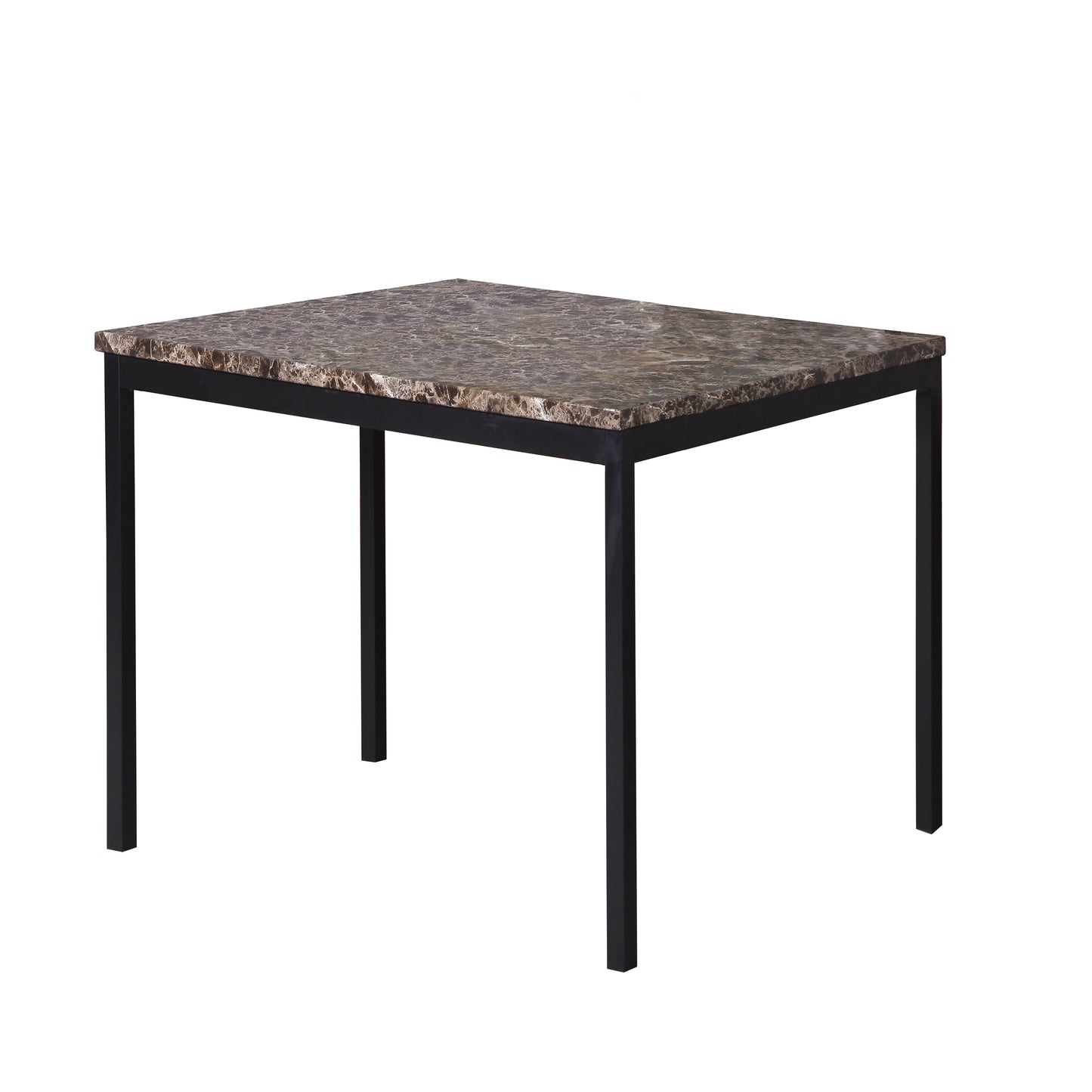 Roundhill Furniture Citico Metal Counter Height Dining Table with Laminated Faux Marble Top, Black