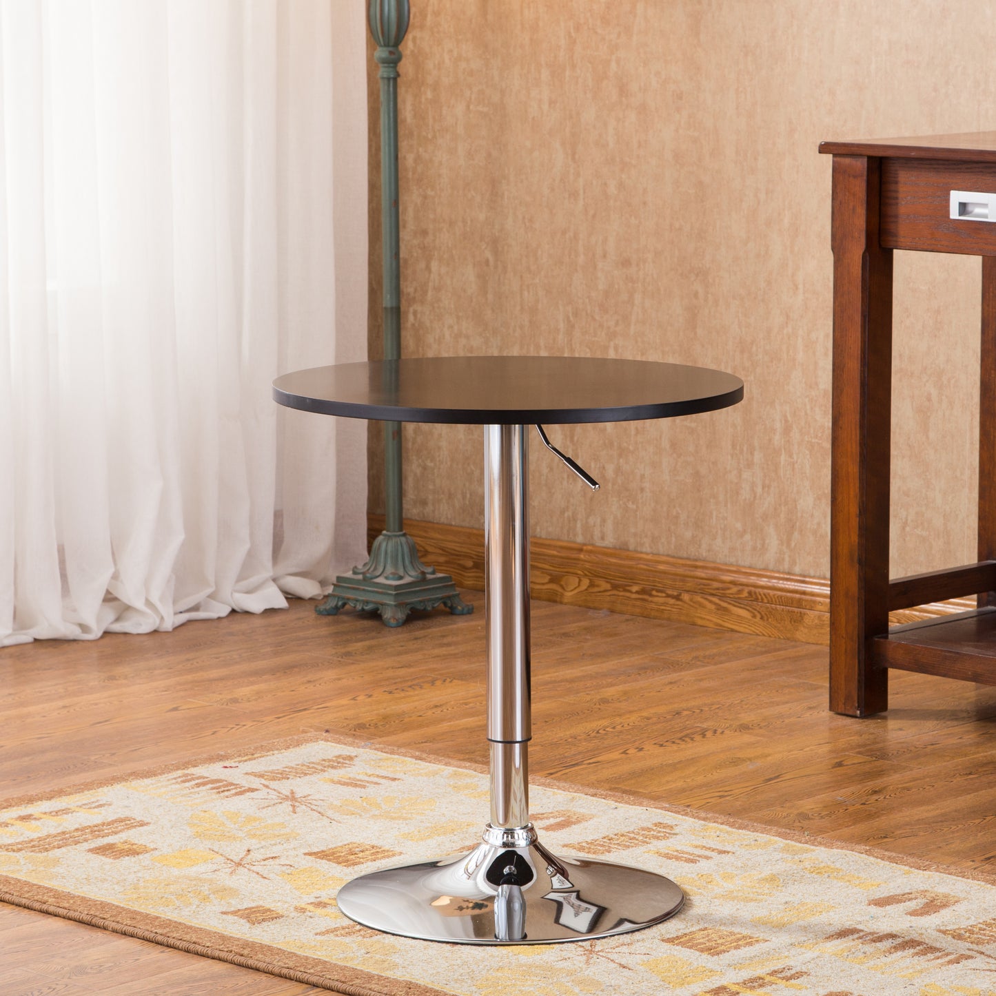 Roundhill Furniture Adjustable Wood and Metal Bar Table