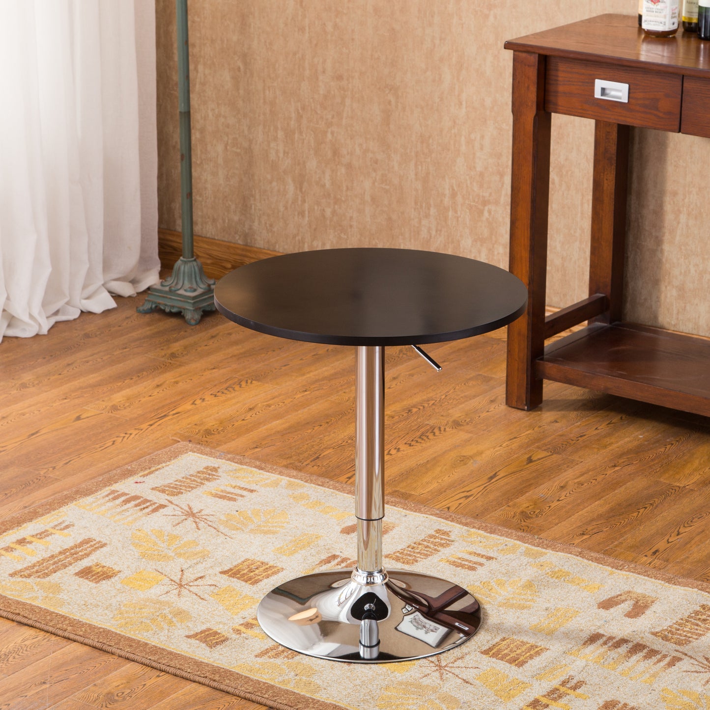 Roundhill Furniture Adjustable Wood and Metal Bar Table