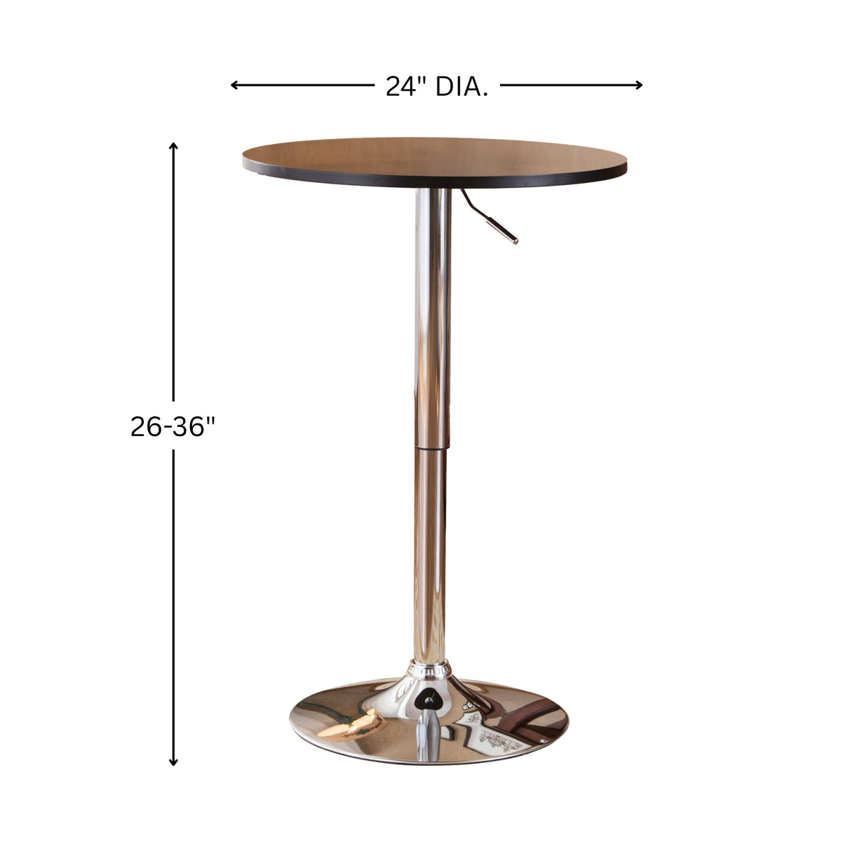 Adjustable Wood and Metal Bar Table