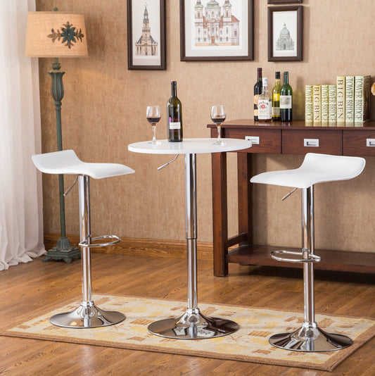 Roundhill Furniture Baxton 3-Piece White Adjustable Bar Table Set