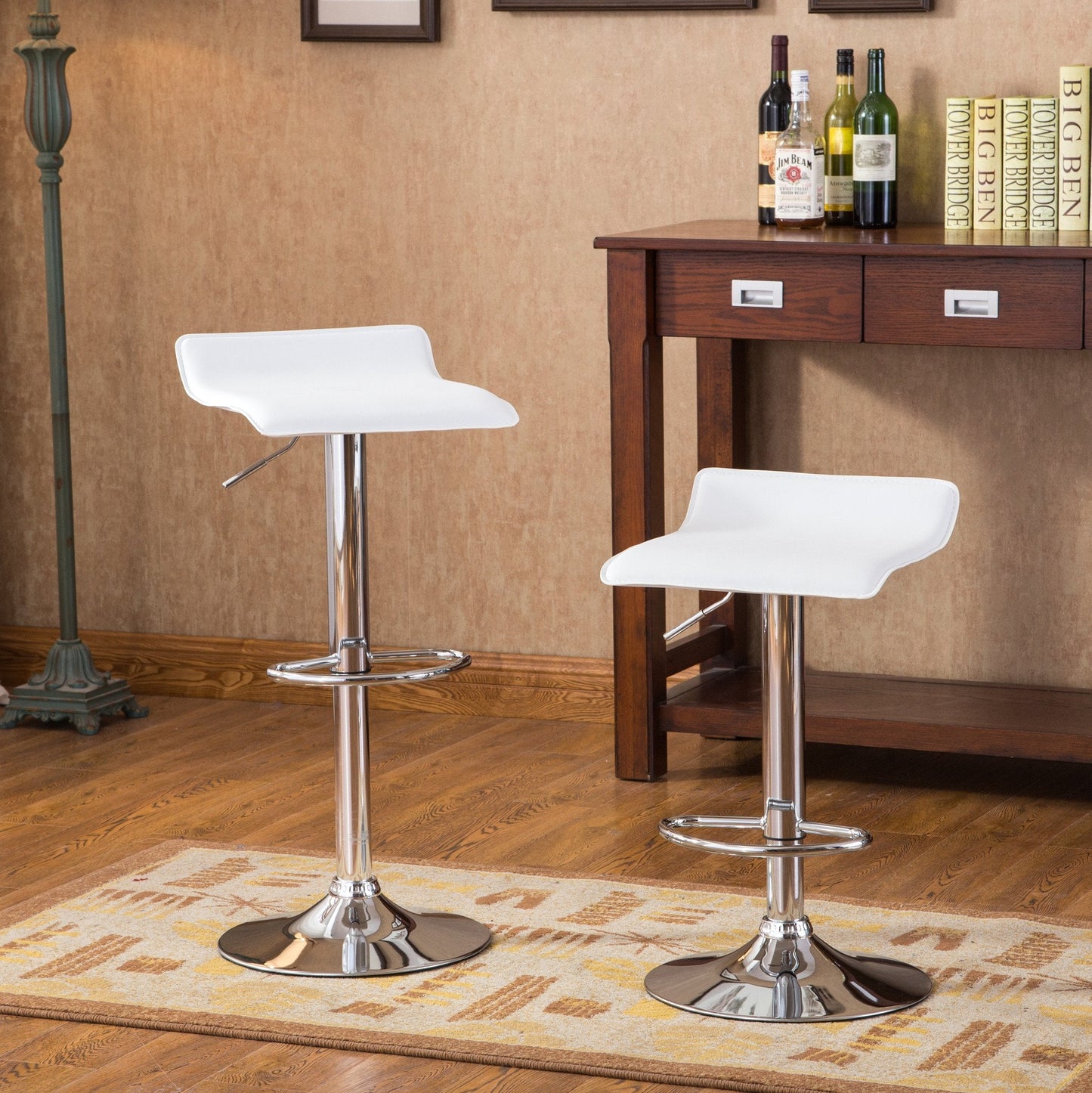 Roundhill Furniture Baxton 3-Piece White Adjustable Bar Table Set