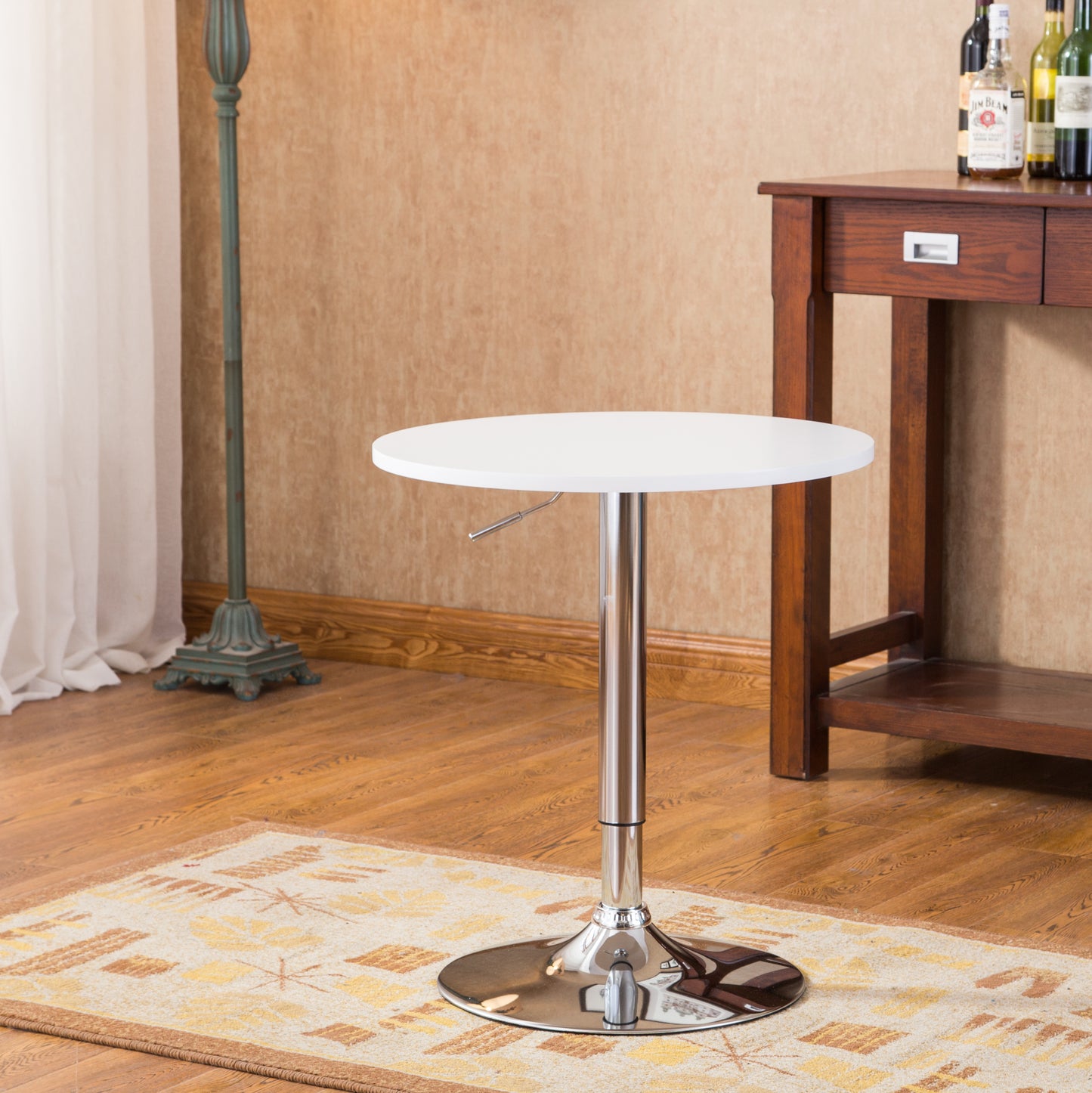 Roundhill Furniture Adjustable Wood and Metal Bar Table