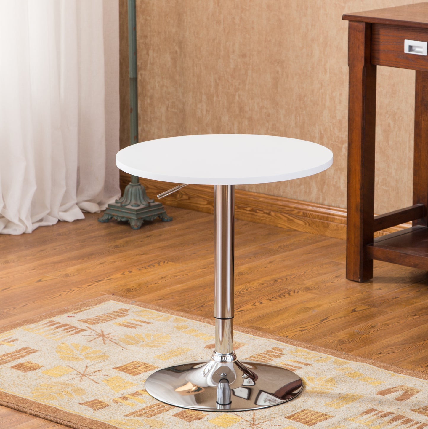 Roundhill Furniture Adjustable Wood and Metal Bar Table