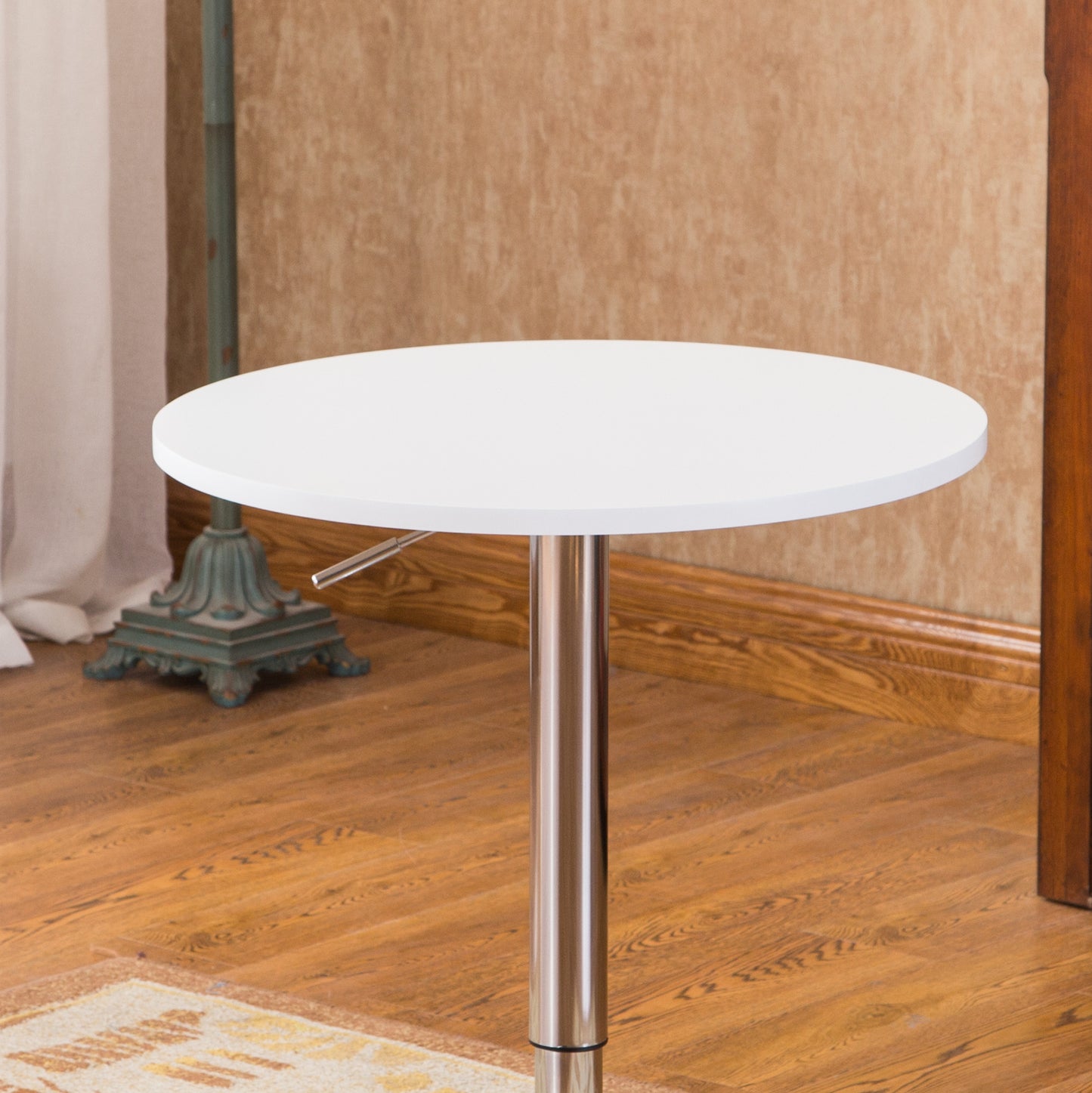 Roundhill Furniture Adjustable Wood and Metal Bar Table