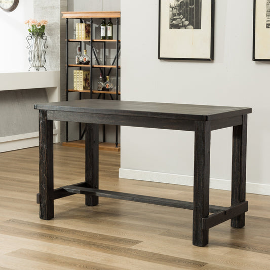 Lotusville Antique Black Finish Rectangular Wood Counter Height Dining Table