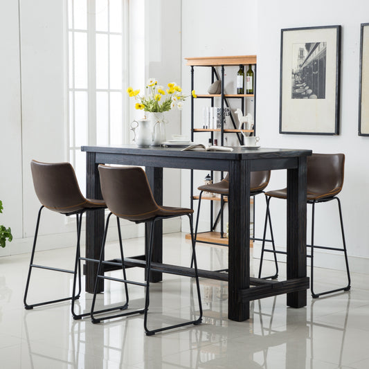 Bronco Antique Wood Finished Bar Dining Set: Table and Four Bar Stools, Brown