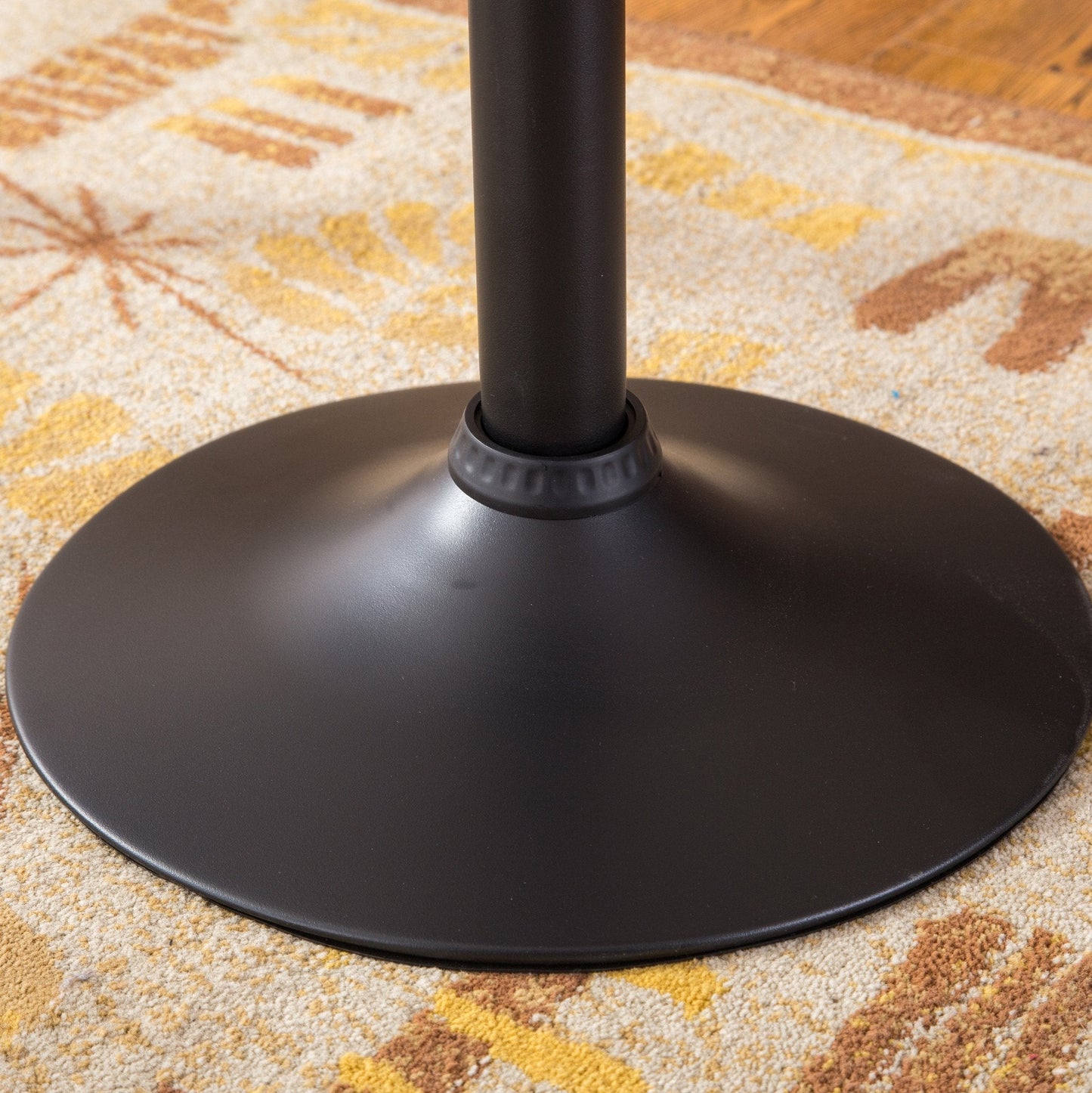 Roundhill Furniture Belham Round Adjustable Metal Base Bar Table, Black