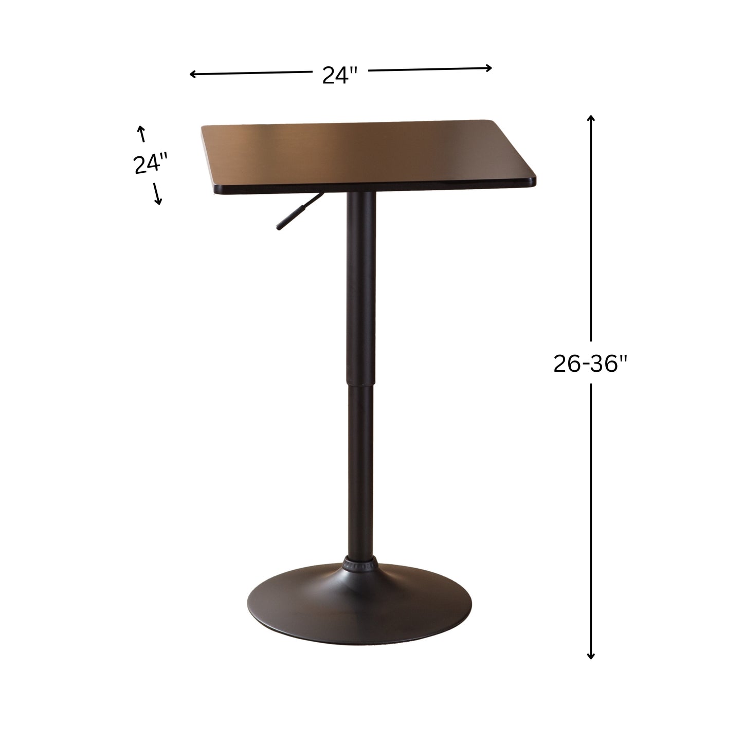 Belham Black Square Adjustable Metal Base Bar Table