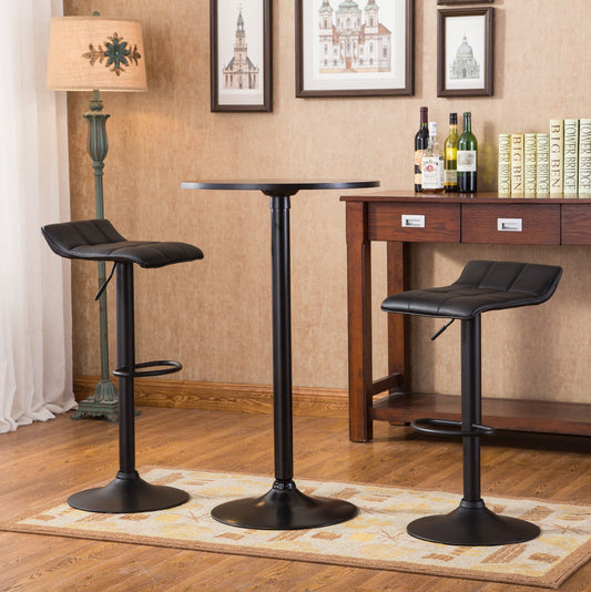 Roundhill Furniture Belham Black Round Adjustable Metal Base 3-Piece Bar Table Set