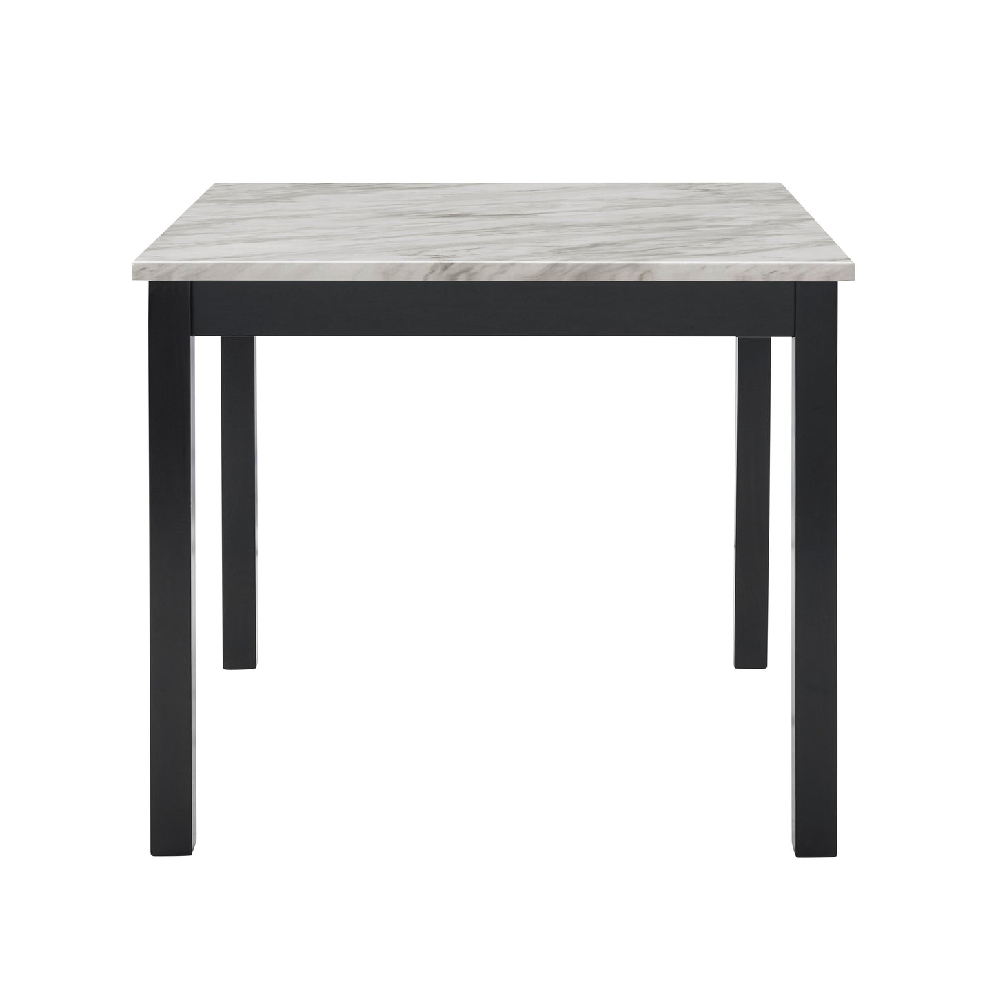 Cobre Contemporary Faux Marble Counter Height Dining Table with 4 Velvet Nailhead Trim Stools, Gray