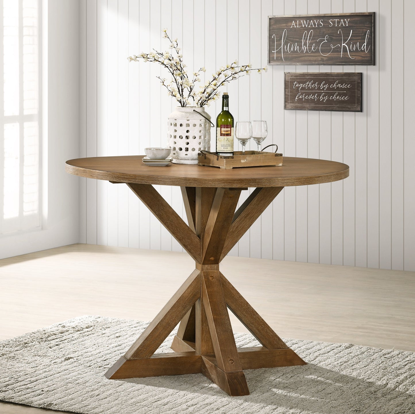 Roundhill Furniture Windvale Cross-Buck Base Counter Height Dining Table