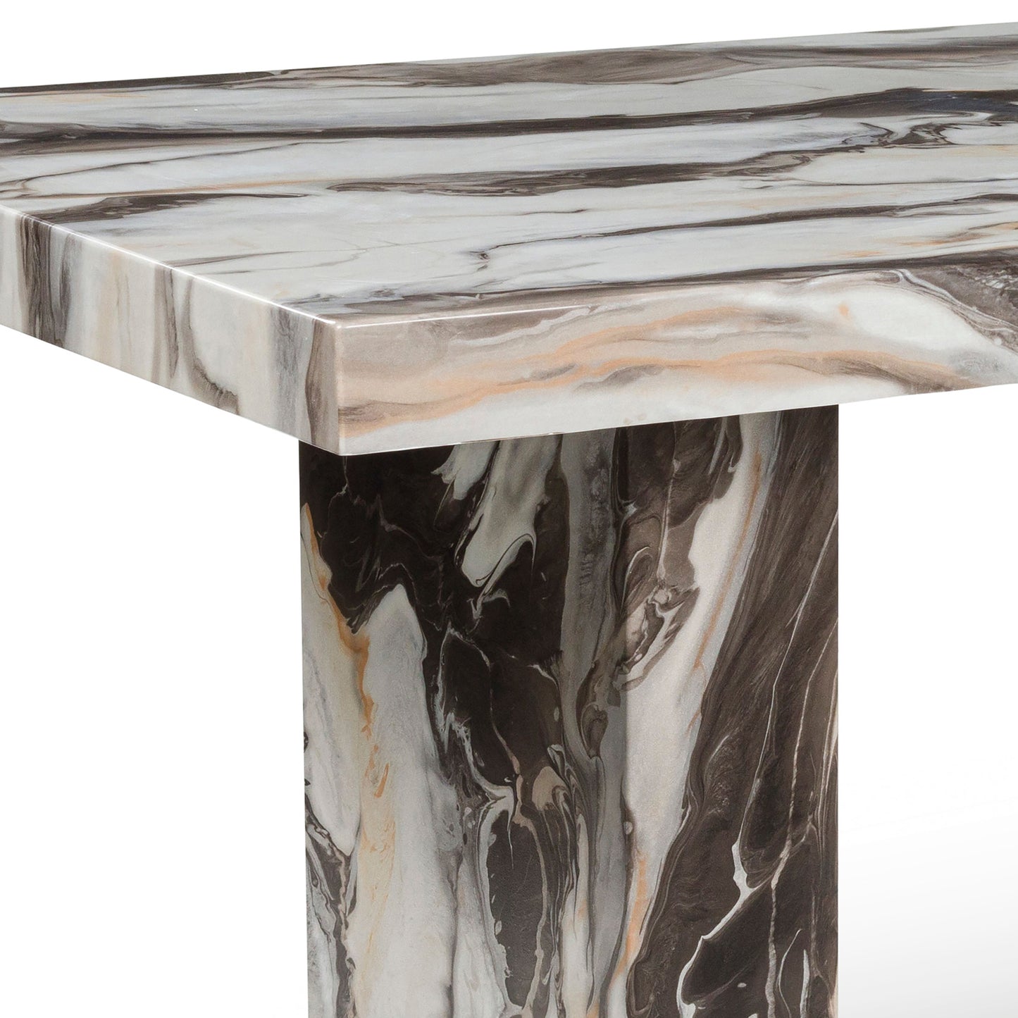 Roundhill Furniture Cavira 7-Piece Modern Faux Marble Dining Set, Counter Height Table with 6 Upholstered Chairs