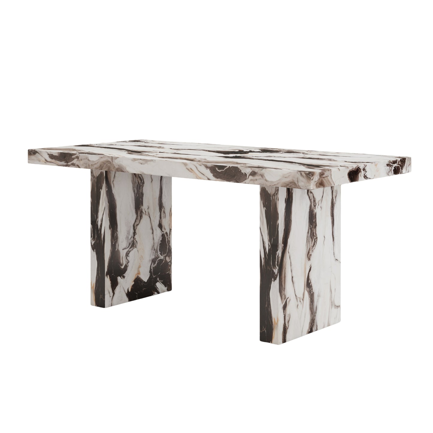 Roundhill Furniture Cavira 7-Piece Modern Faux Marble Dining Set, Counter Height Table with 6 Upholstered Chairs
