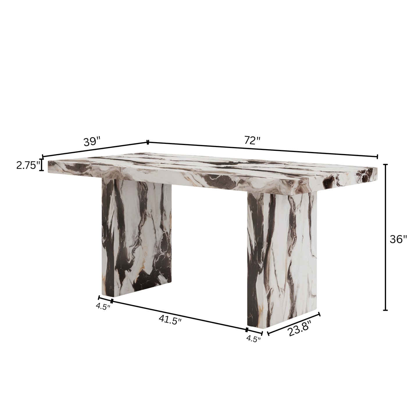 Roundhill Furniture Cavira 7-Piece Modern Faux Marble Dining Set, Counter Height Table with 6 Upholstered Chairs