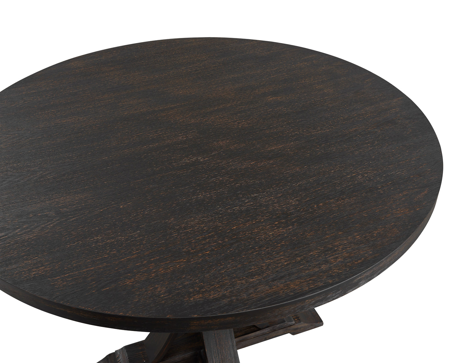 Siena Distressed Black Finish 5-Piece Counter Height Dining set, Pedestal Round Table with Tan Chairs