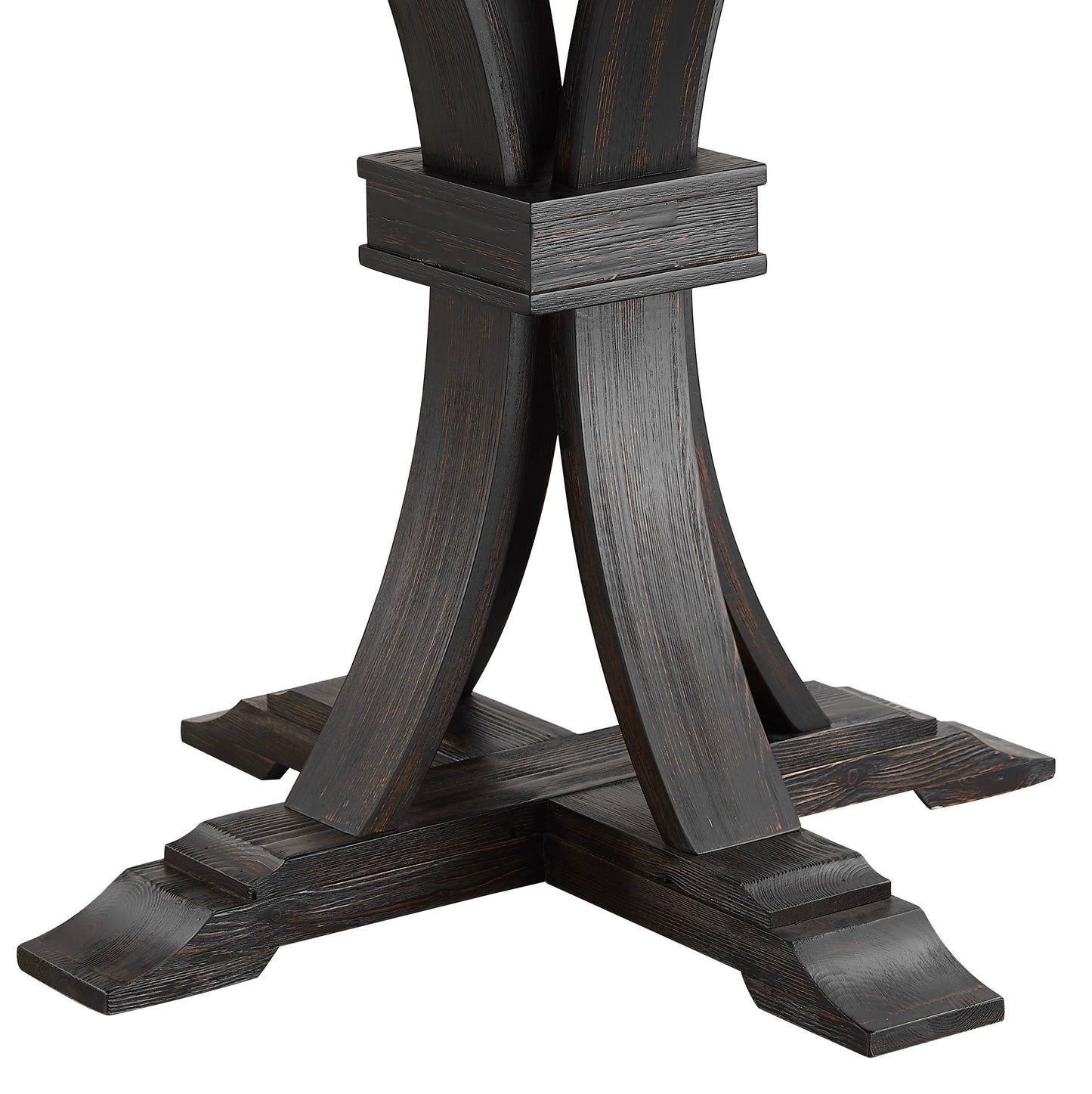 Distressed Black Finish Round Counter Height Pedestal Dining Table