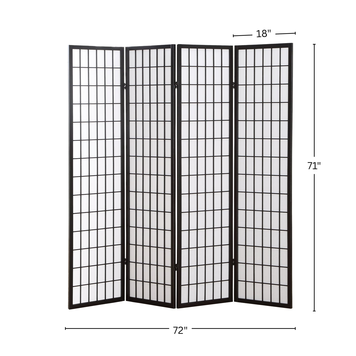 4 Panel Black Oriental Shoji Screen / Room Divider