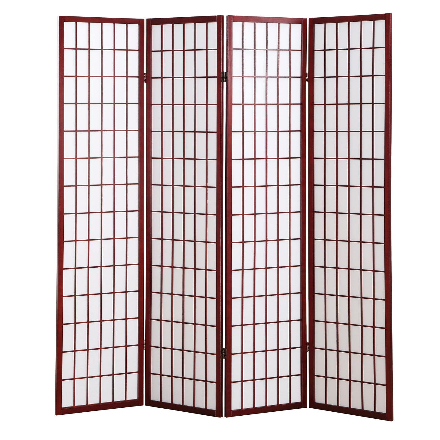 Roundhill Furniture 4 Panel Oriental Shoji Screen / Room Divider, Cherry