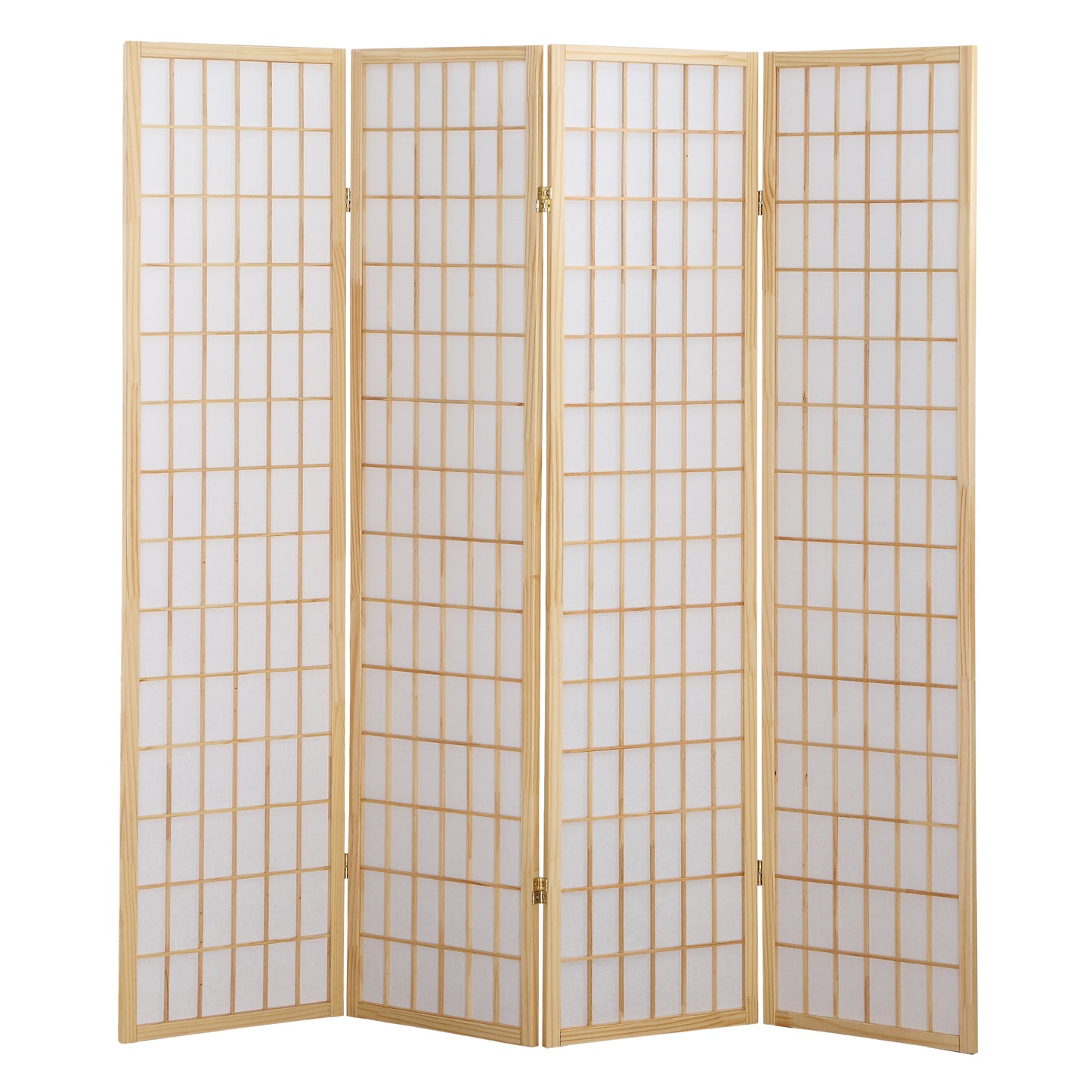 Roundhill Furniture 4 Panel Oriental Shoji Screen / Room Divider, Natural